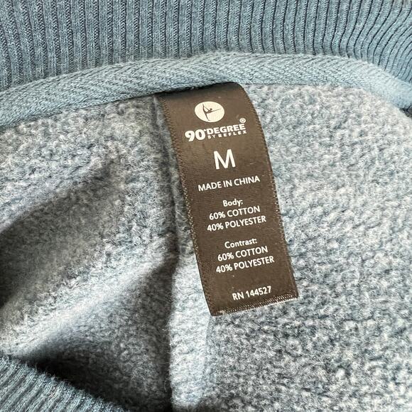 90 Degree by Reflex Blue Crop Fleece Sweatshirt Women's M Crew Neck Athleisure - Picture 8 of 10